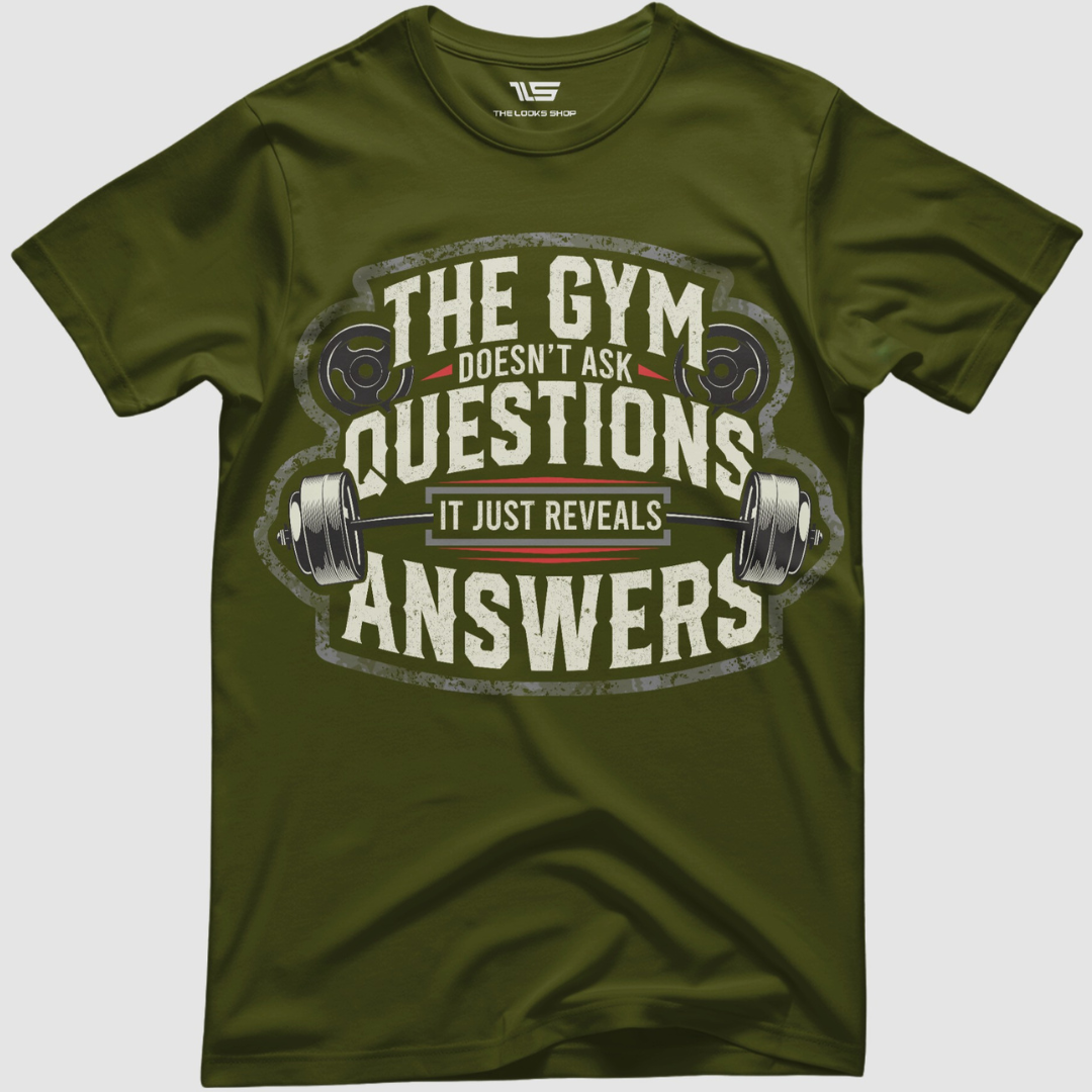 The GYM Doesn't Ask Questions - Classic Crew Tshirt