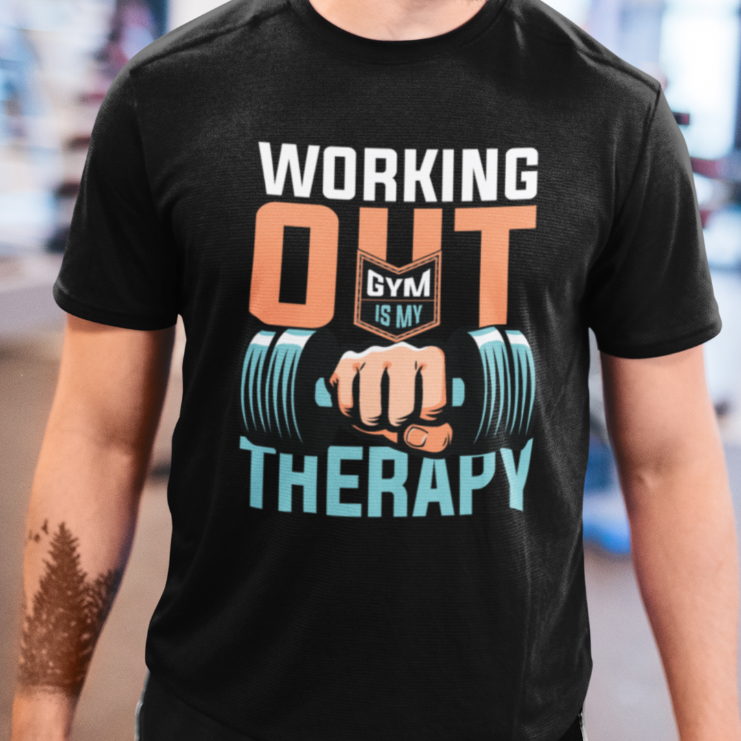 Working Out GYM Is My Therapy - Men's Crew Neck Tshirt
