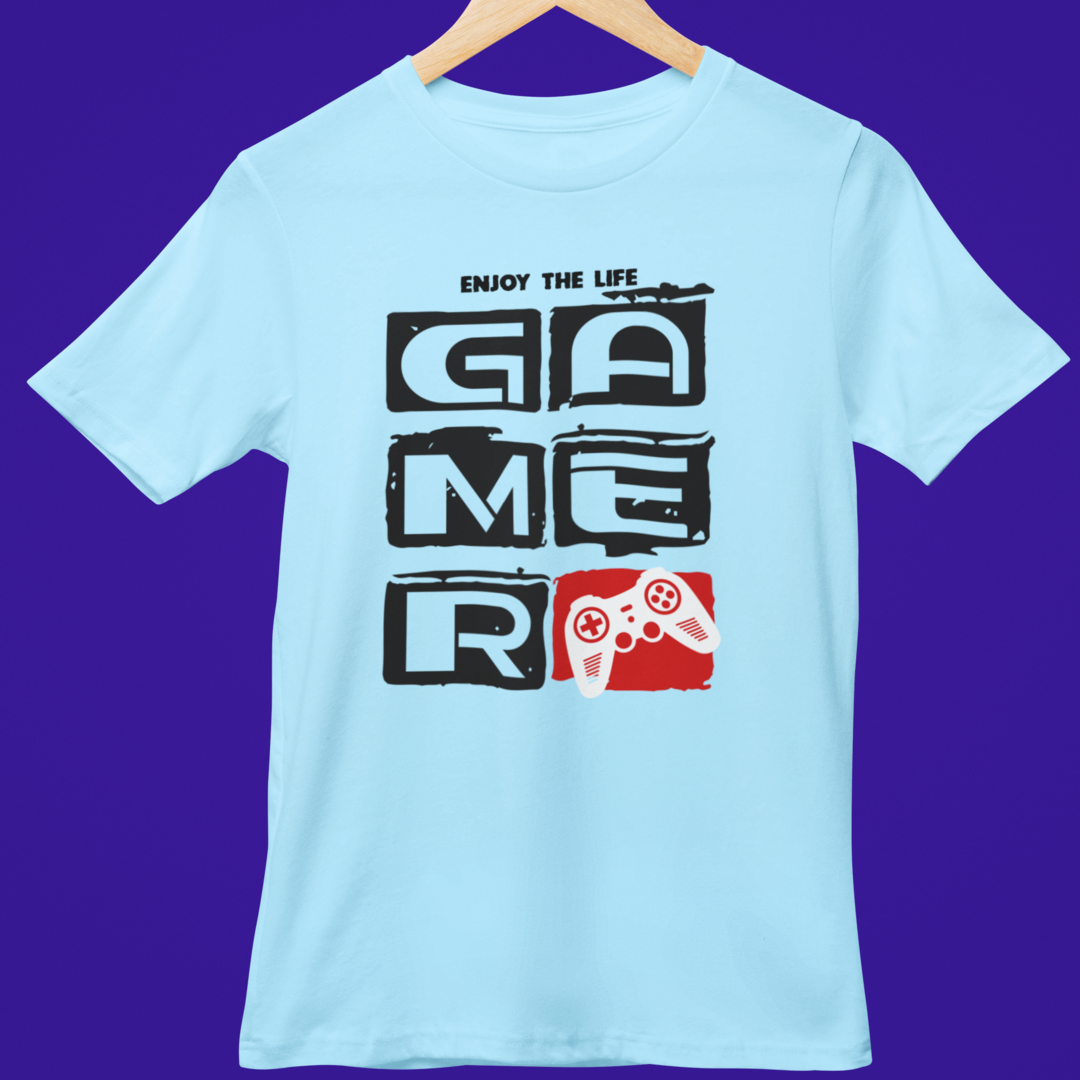 Enjoy the Gamer - Sky Blue Round Neck