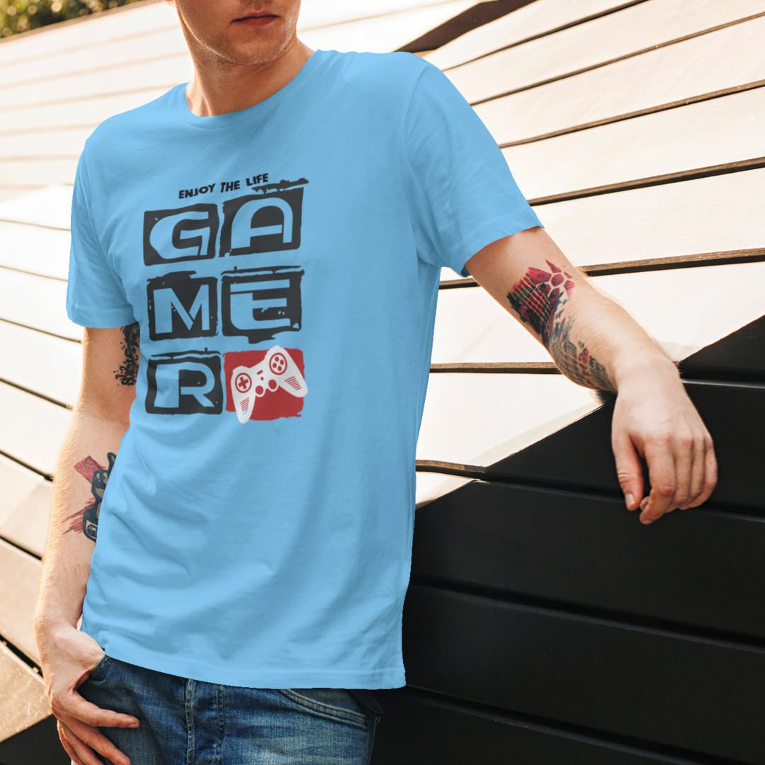 Enjoy the Gamer - Sky Blue Round Neck