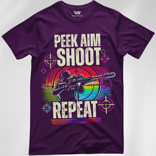 Peek Aim Shoot Repeat - Unisex Classic Crew T-Shirt